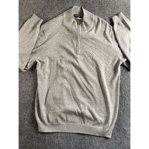 Roundtree Yorke Shirt Mens XLT  1/4 Zip Pullover Mock Neck Grey Sweater LS Fall